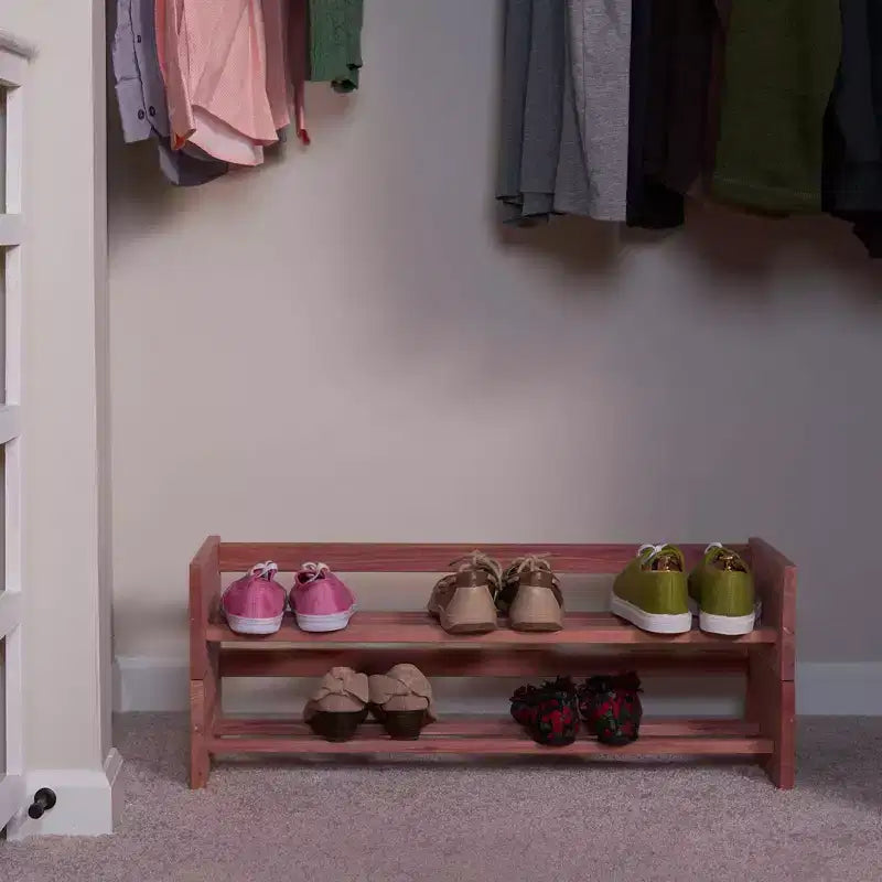 Range-chaussures empilable en cèdre Household Essentials : Rangement à chaussures sur pied pour placard et entrée, peut contenir 8 paires