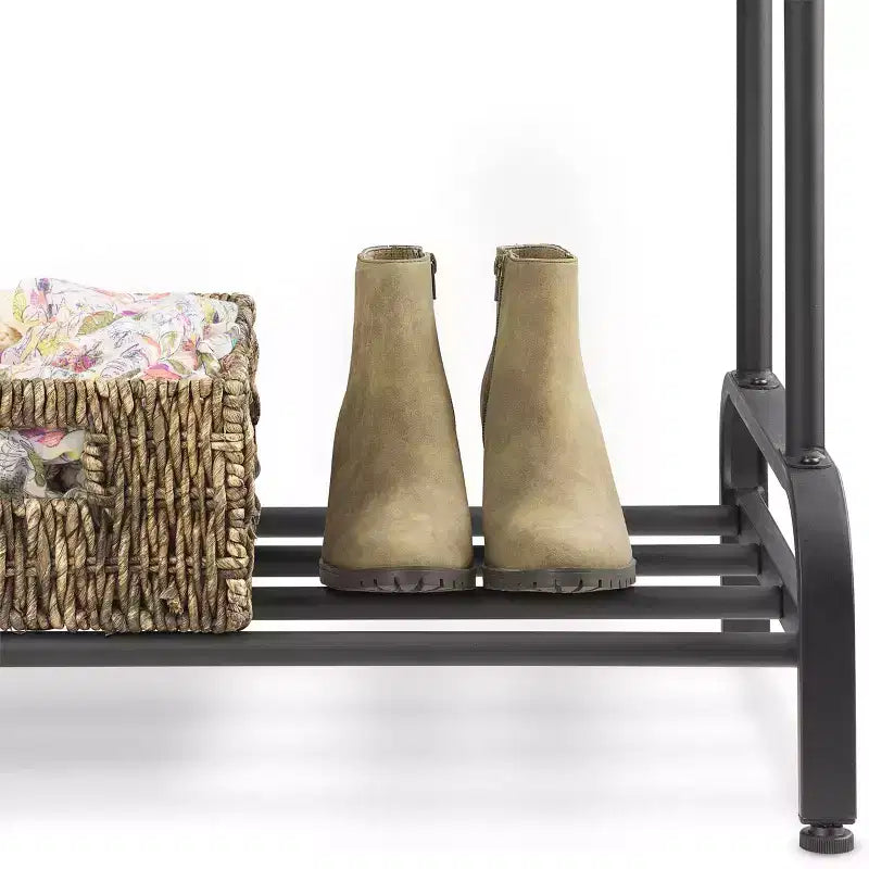 Whitmor Double Rod Garment Rack Noir : Cadre en acier, 155 cm de hauteur, 109 cm de largeur, 43 cm de profondeur, assemblage par un adulte requis