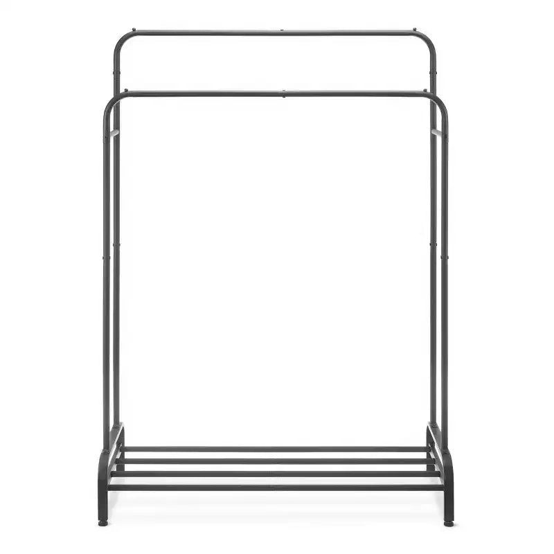 Whitmor Double Rod Garment Rack Noir : Cadre en acier, 155 cm de hauteur, 109 cm de largeur, 43 cm de profondeur, assemblage par un adulte requis
