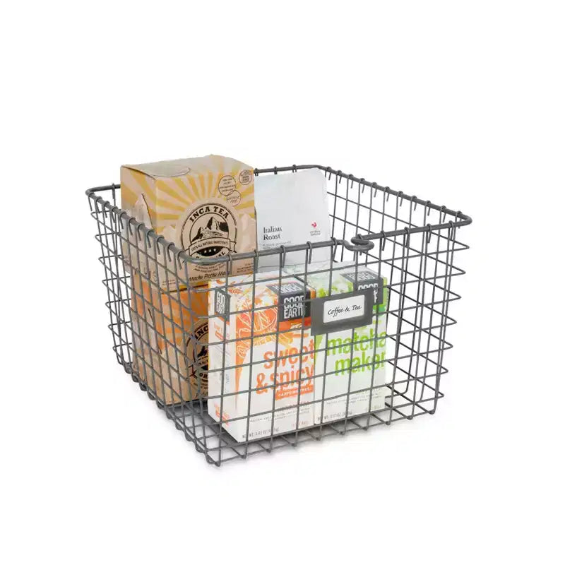 Panier de rangement moyen Spectrum Diversified Gris foncé : Armoire utilitaire en métal, Organiseur universel portable, 40,6 x 28,2 x 31,1 cm