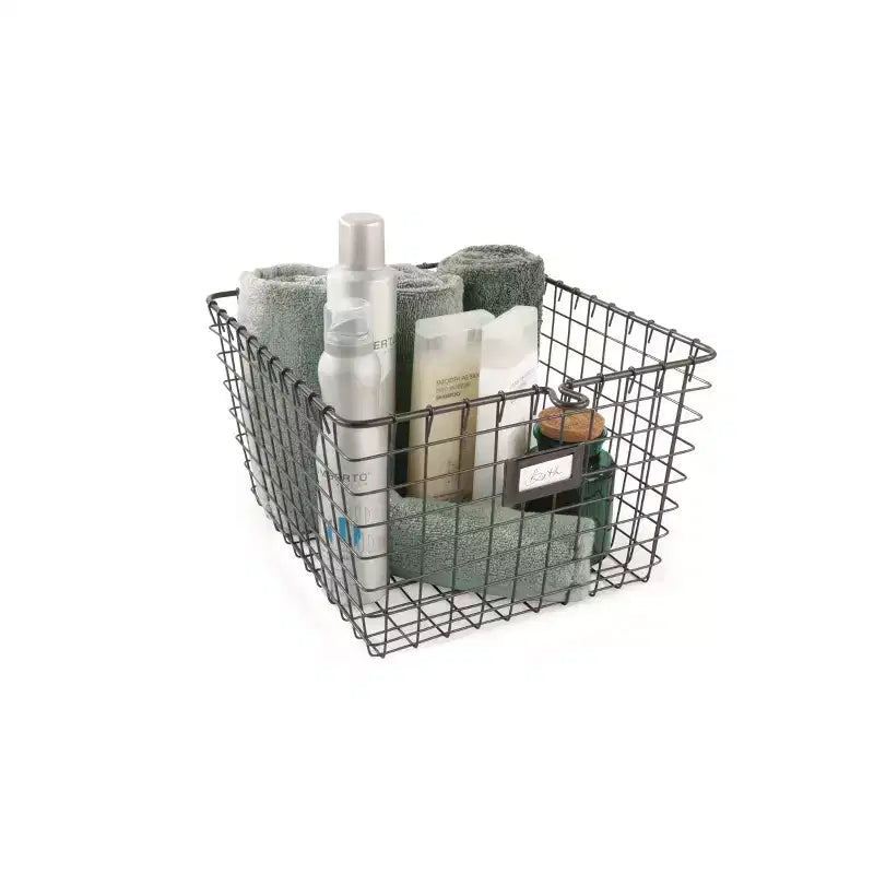 Panier de rangement moyen Spectrum Diversified Gris foncé : Armoire utilitaire en métal, Organiseur universel portable, 40,6 x 28,2 x 31,1 cm