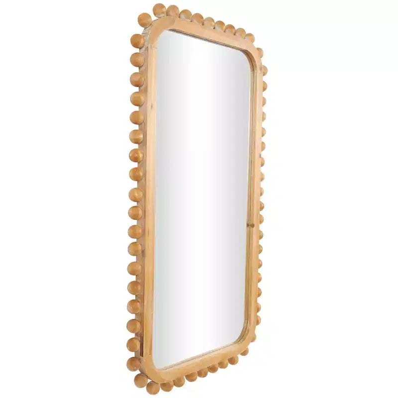 Miroir mural en bois 45"x24" avec cadre perlé marron - Olivia & May : Décoratif mural rectangulaire