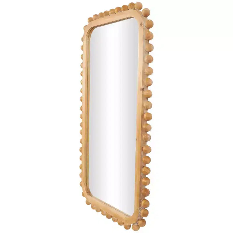 Miroir mural en bois 45"x24" avec cadre perlé marron - Olivia & May : Décoratif mural rectangulaire