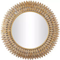 32"x32" Metal Leaf Radial Wall Mirror Gold - Olivia & May: Iron Frame, No Assembly Required