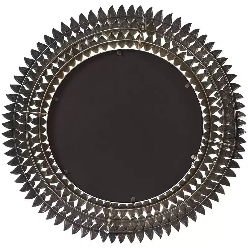 Miroir mural radial 32"x32" en métal doré en forme de feuille - Olivia & May : Cadre en fer, aucun assemblage requis