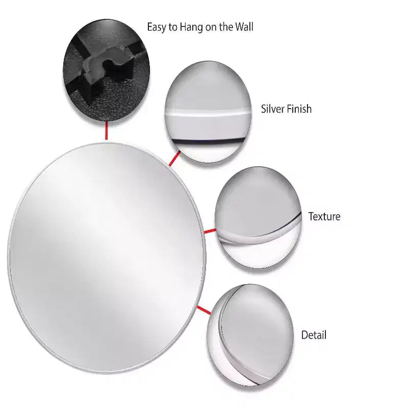 Miroir Mural Rond Argenté 21" Plata - Infinity Instruments : Moderne, Aucun Assemblage, Fixation Murale