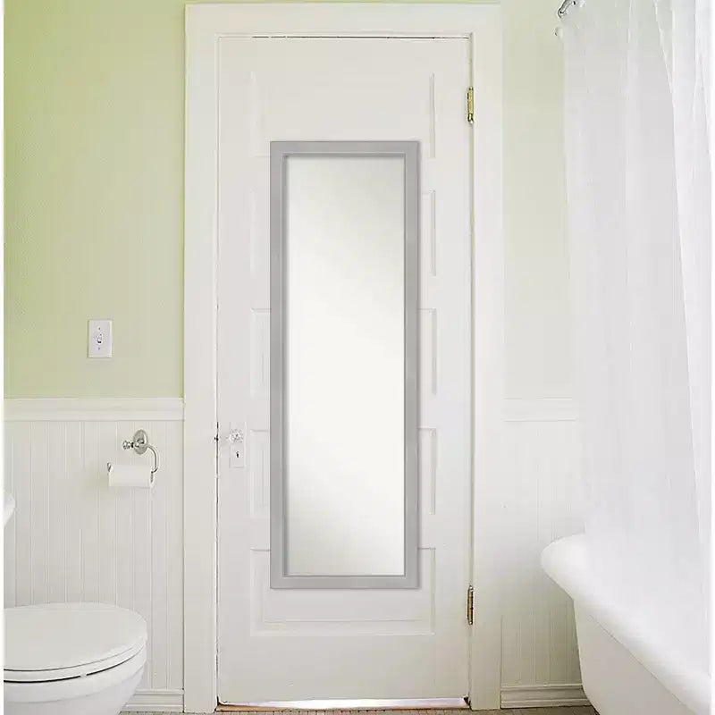 Miroir de porte Vista brossé encadré 17" x 51" nickel - Amanti Art : Cadre en polystyrène, aucun assemblage requis
