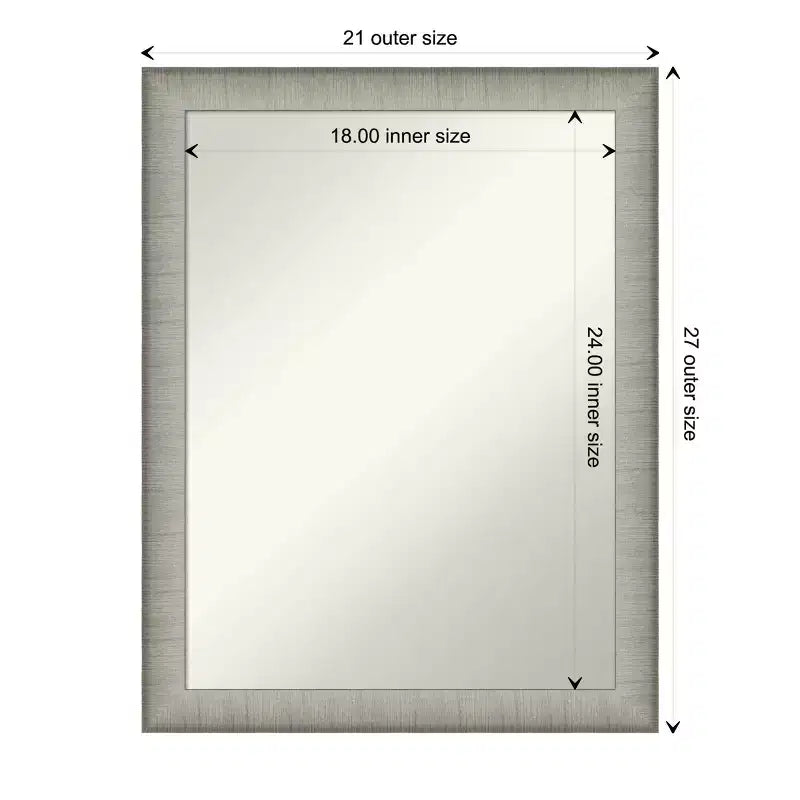 Miroir mural en étain brossé de 21 po x 27 po pour meuble-lavabo de salle de bain - Amanti Art : Rectangle moderne, cadre en polystyrène