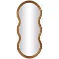 47"x20" Wooden Wavy Shaped Wall Mirror with Ribbed Frame Gold - Olivia & May