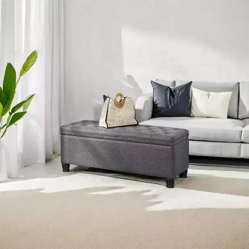 Banc de rangement ottoman, banc de rangement, banc en tissu pour entrée ou chambre, supporte 150 kg pour chambre et salon