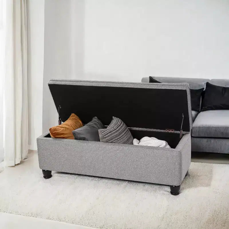 Banc de rangement ottoman, banc de rangement, banc en tissu pour entrée ou chambre, supporte 150 kg pour chambre et salon