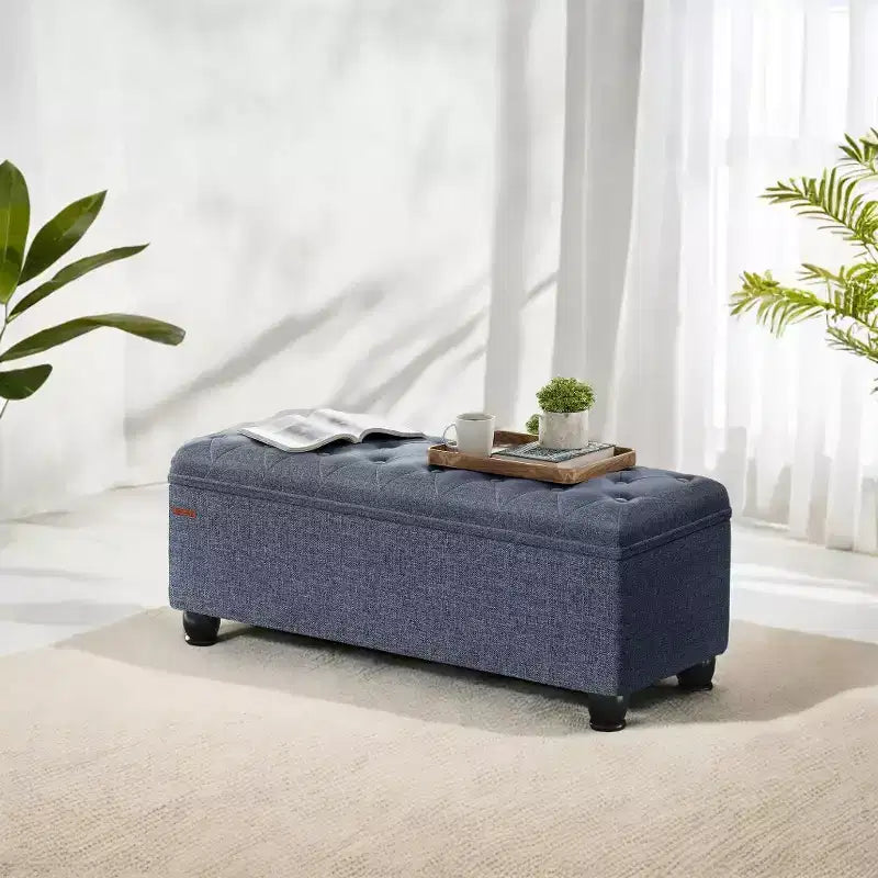 Banc de rangement ottoman, banc de rangement, banc en tissu pour entrée ou chambre, supporte 150 kg pour chambre et salon
