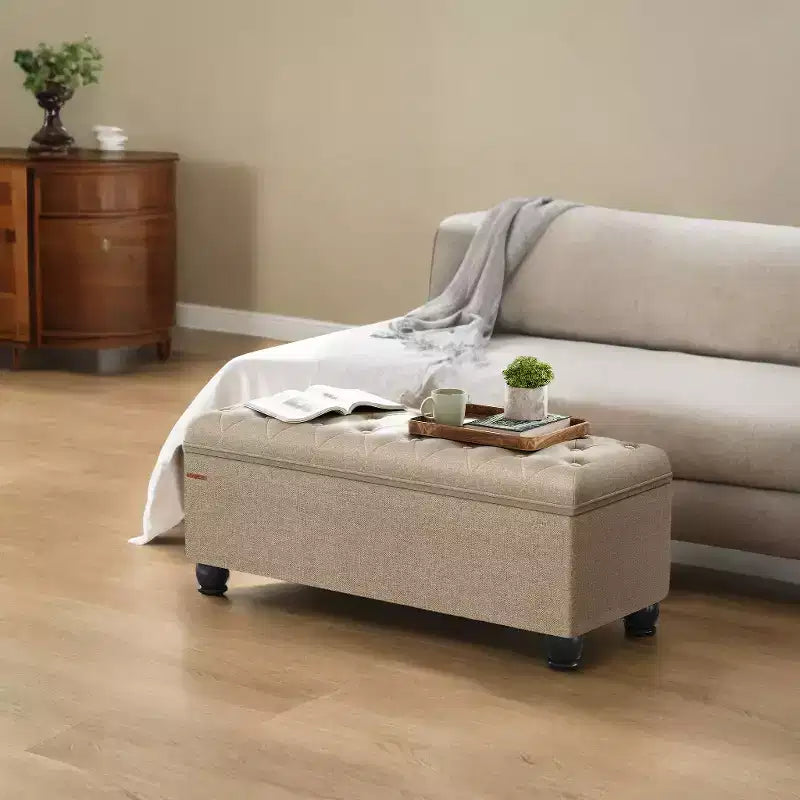 Banc de rangement ottoman, banc de rangement, banc en tissu pour entrée ou chambre, supporte 150 kg pour chambre et salon