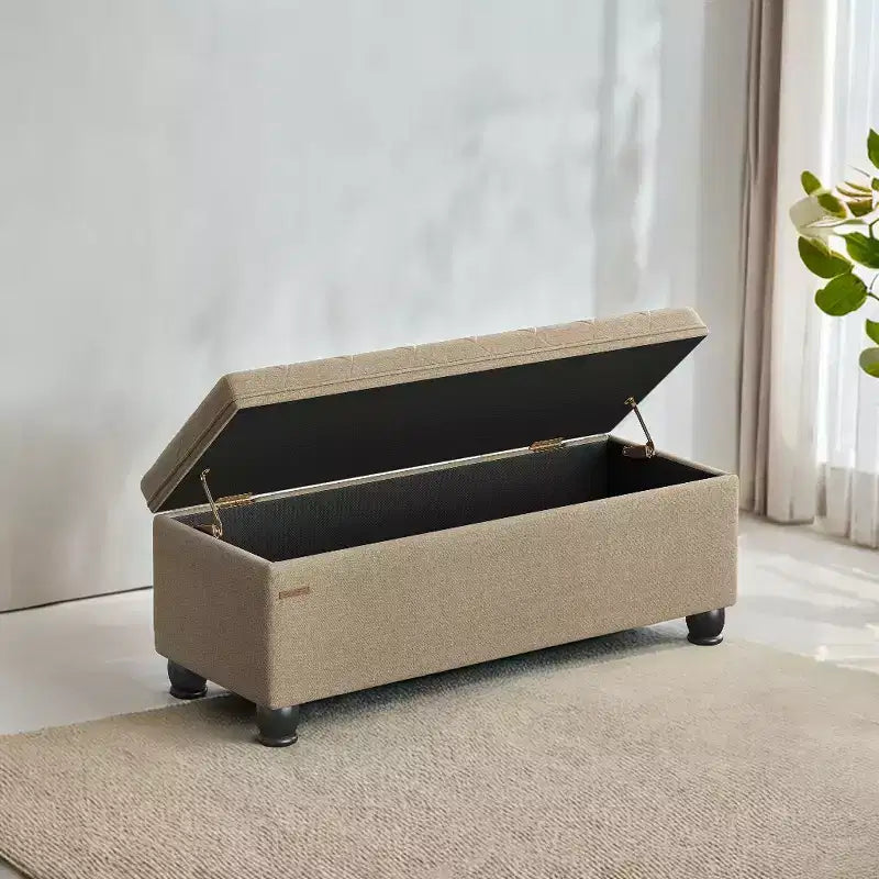 Banc de rangement ottoman, banc de rangement, banc en tissu pour entrée ou chambre, supporte 150 kg pour chambre et salon