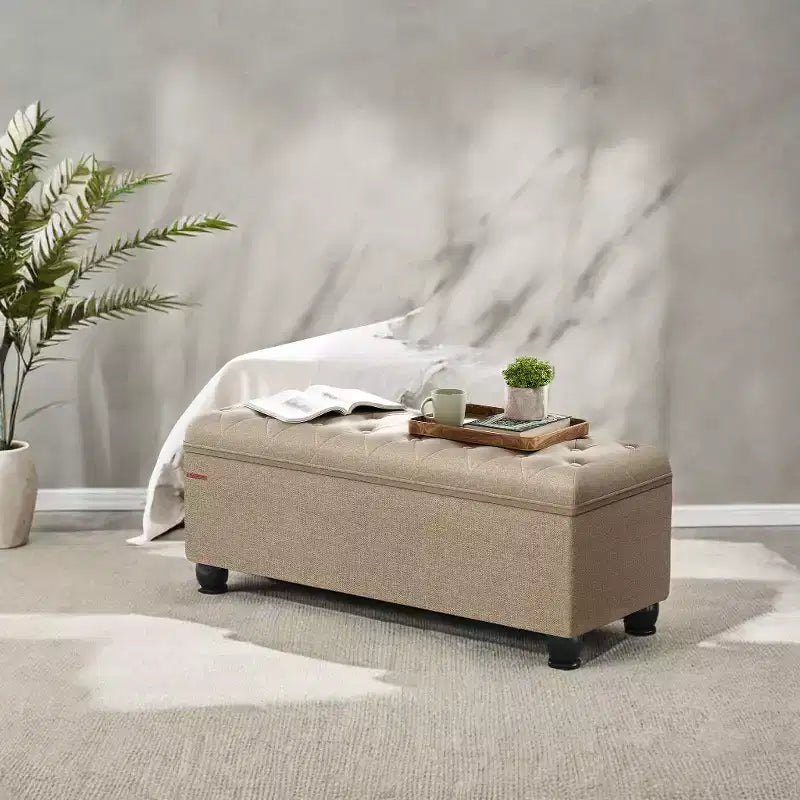 Banc de rangement ottoman, banc de rangement, banc en tissu pour entrée ou chambre, supporte 150 kg pour chambre et salon