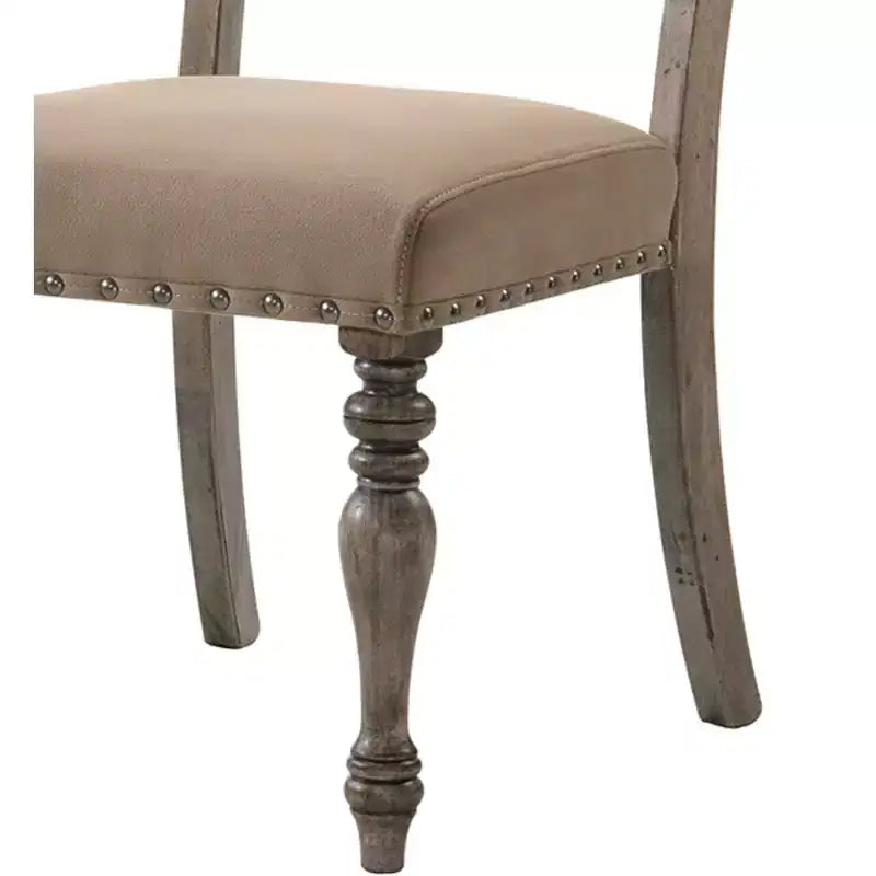 Chaise de salle à manger Birmingham Script en bois flotté avec clous décoratifs, lot de 2