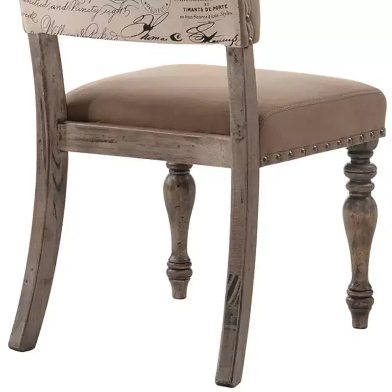 Chaise de salle à manger Birmingham Script en bois flotté avec clous décoratifs, lot de 2