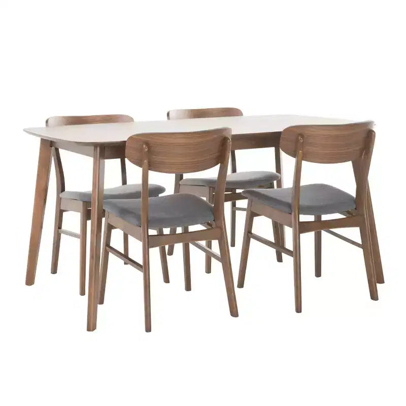 Ensemble de salle à manger GDFStudio Balfern 5 pièces, style moderne du milieu du siècle, en bois et rembourré