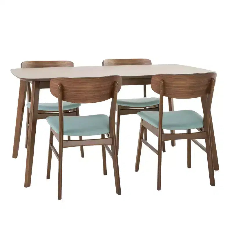 Ensemble de salle à manger GDFStudio Balfern 5 pièces, style moderne du milieu du siècle, en bois et rembourré