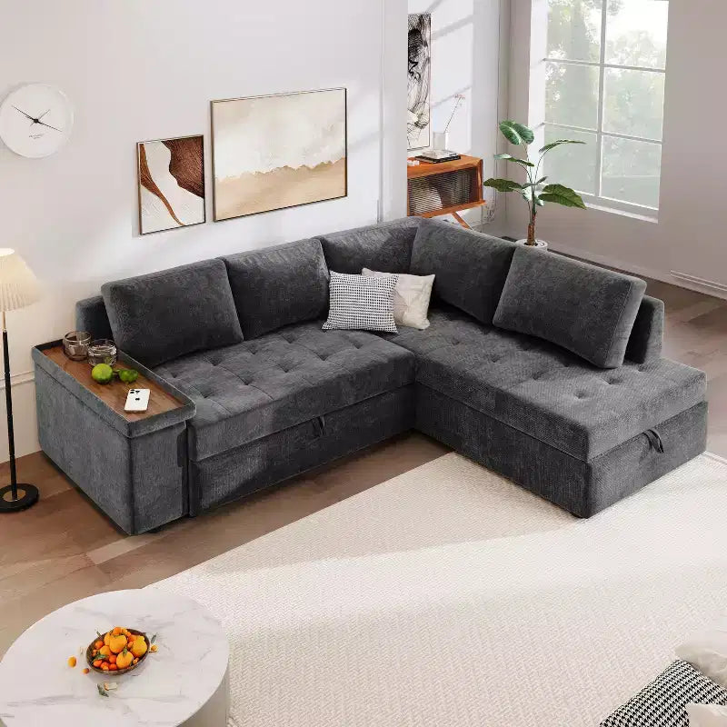 Canapé sectionnel 91,5W, canapé-lit escamotable avec accoudoir de rangement -Christopher Knight Home
