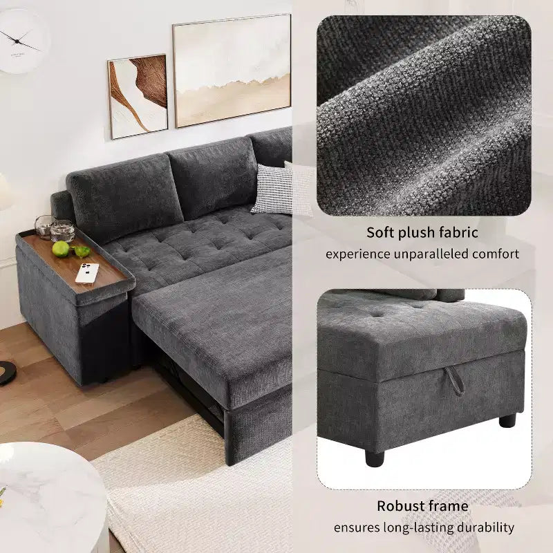 Canapé sectionnel 91,5W, canapé-lit escamotable avec accoudoir de rangement -Christopher Knight Home