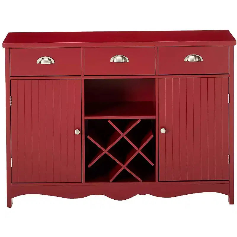 Kings Brand Furniture Buffet Console avec Rangement à Vin, Rouge
