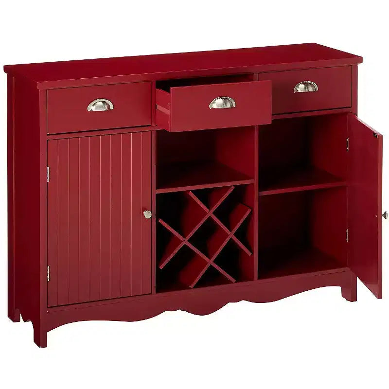 Kings Brand Furniture Buffet Console avec Rangement à Vin, Rouge