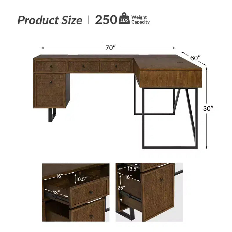 Bureau d'angle Cyill avec plateau relevable | ART OF LIVING DESIGNS