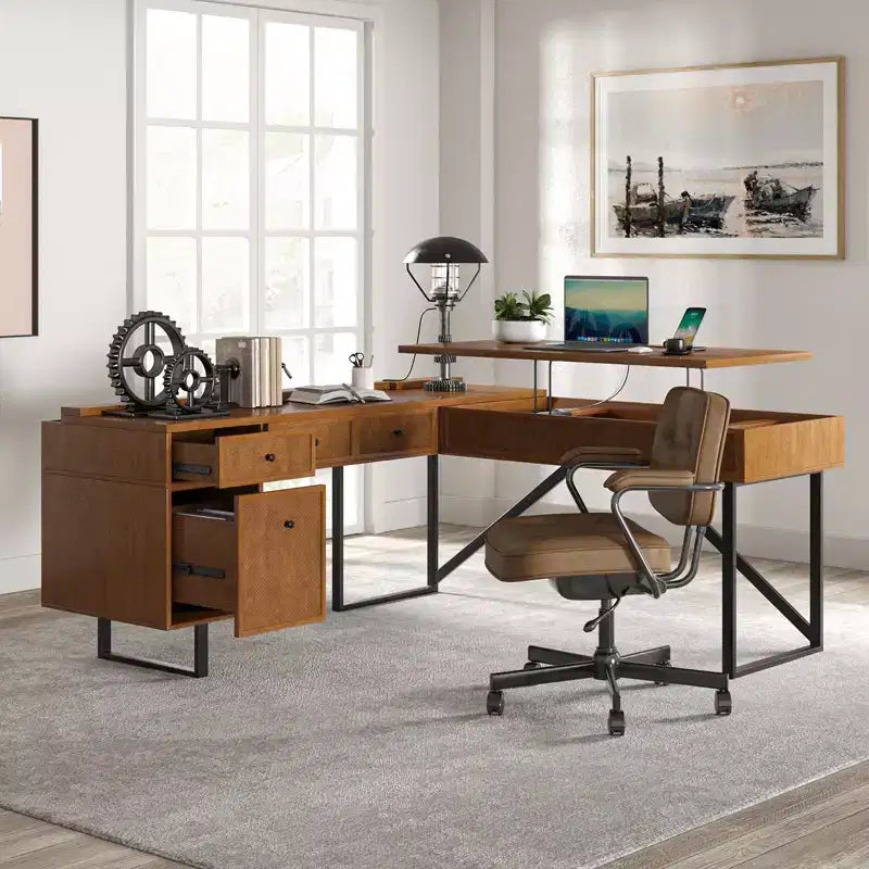 Bureau d'angle Cyill avec plateau relevable | ART OF LIVING DESIGNS