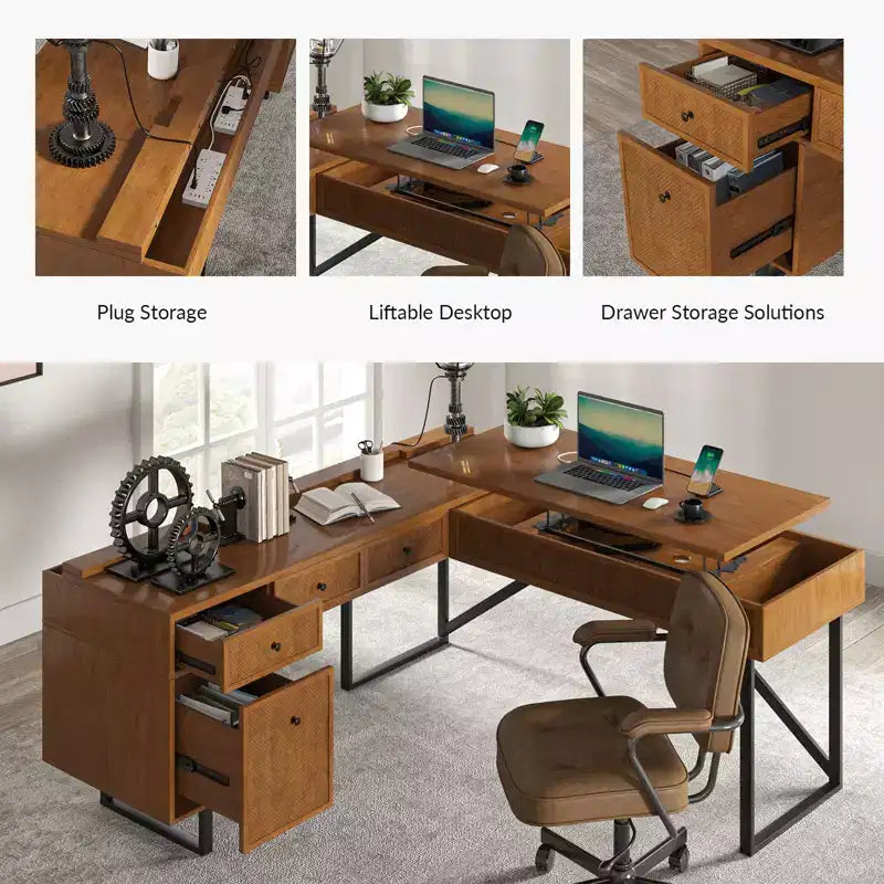 Bureau d'angle Cyill avec plateau relevable | ART OF LIVING DESIGNS
