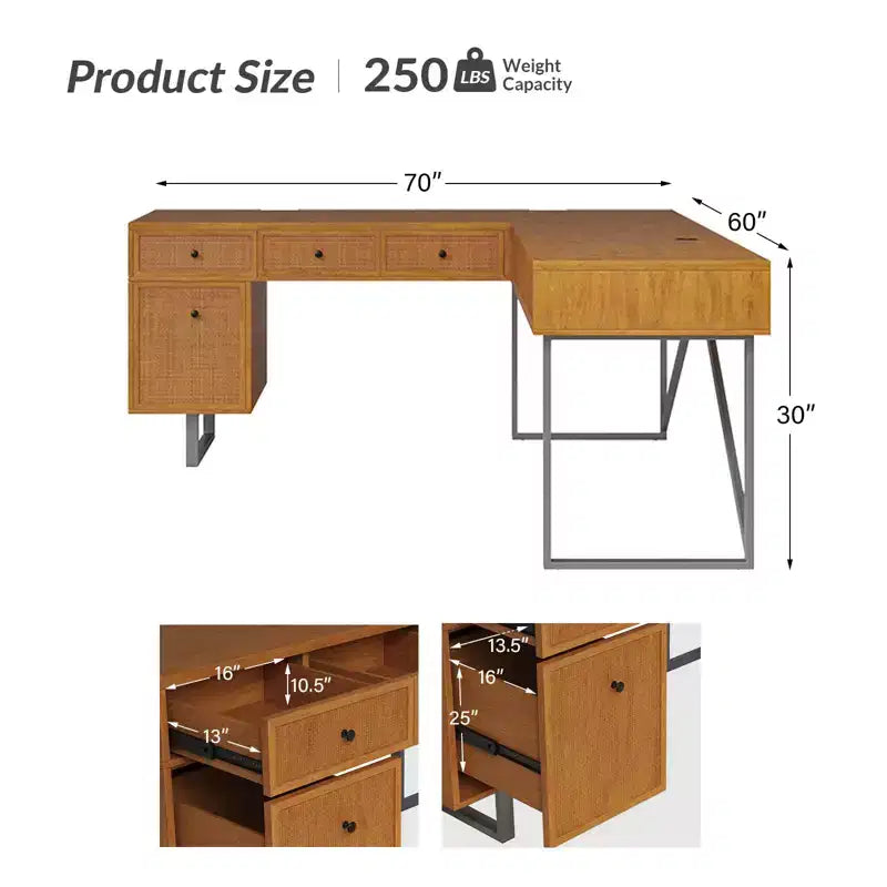 Bureau d'angle Cyill avec plateau relevable | ART OF LIVING DESIGNS