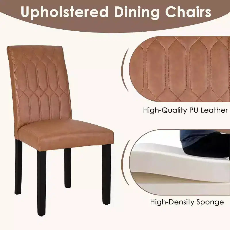 VECELO Chaises de salle à manger lot de 2/4/6 Chaises Parsons avec dossier solide Chaises de salle à manger rembourrées Marron/Beige/Café