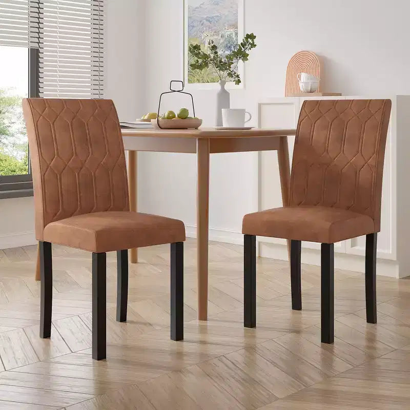 VECELO Chaises de salle à manger lot de 2/4/6 Chaises Parsons avec dossier solide Chaises de salle à manger rembourrées Marron/Beige/Café