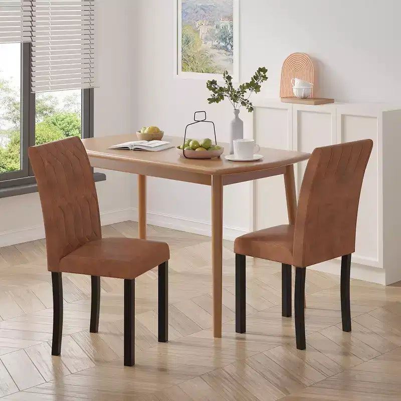 VECELO Chaises de salle à manger lot de 2/4/6 Chaises Parsons avec dossier solide Chaises de salle à manger rembourrées Marron/Beige/Café