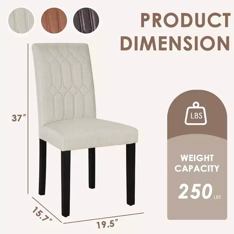 VECELO Chaises de salle à manger lot de 2/4/6 Chaises Parsons avec dossier solide Chaises de salle à manger rembourrées Marron/Beige/Café