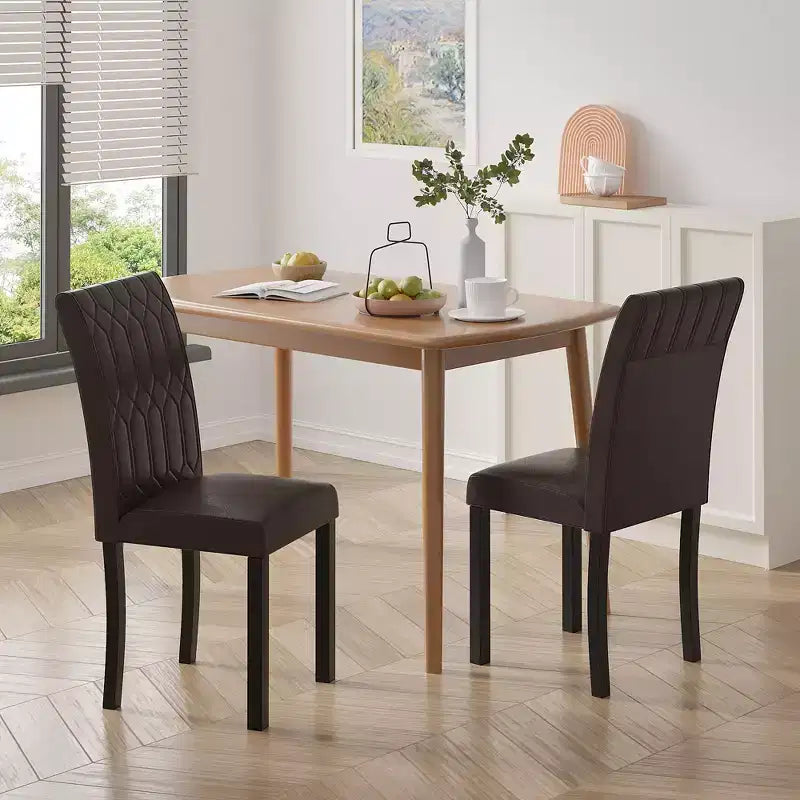 VECELO Chaises de salle à manger lot de 2/4/6 Chaises Parsons avec dossier solide Chaises de salle à manger rembourrées Marron/Beige/Café