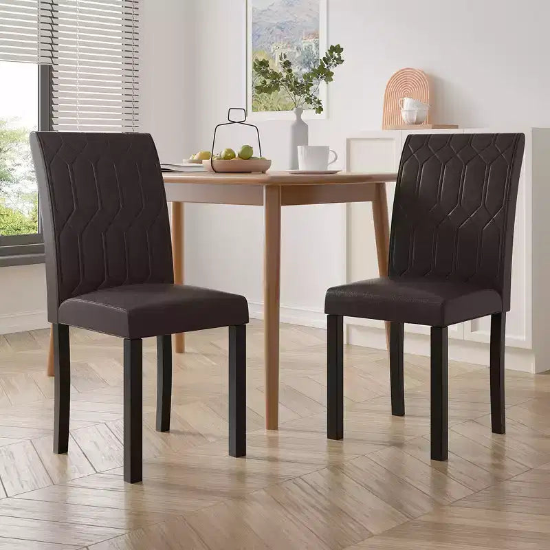 VECELO Chaises de salle à manger lot de 2/4/6 Chaises Parsons avec dossier solide Chaises de salle à manger rembourrées Marron/Beige/Café