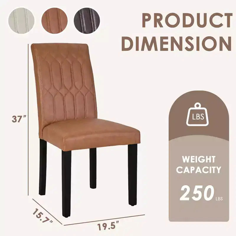 VECELO Chaises de salle à manger lot de 2/4/6 Chaises Parsons avec dossier solide Chaises de salle à manger rembourrées Marron/Beige/Café