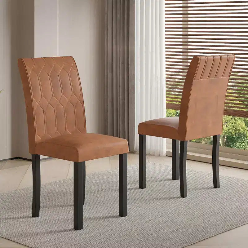 VECELO Chaises de salle à manger lot de 2/4/6 Chaises Parsons avec dossier solide Chaises de salle à manger rembourrées Marron/Beige/Café