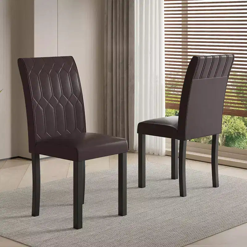 VECELO Chaises de salle à manger lot de 2/4/6 Chaises Parsons avec dossier solide Chaises de salle à manger rembourrées Marron/Beige/Café