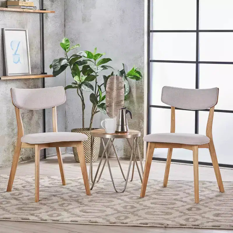 GDFStudio Chaises de salle à manger rembourrées Crystal en bois d'hévéa (Lot de 2)