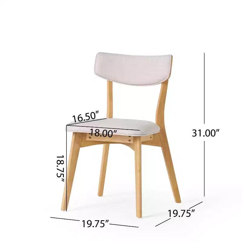 GDFStudio Chaises de salle à manger rembourrées Crystal en bois d'hévéa (Lot de 2)