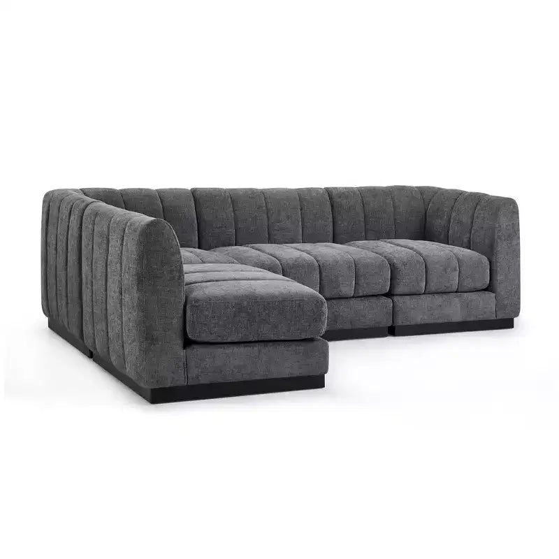 Canapé sectionnel en chenille 128, canapé modulaire en L 4 places pour salon bureau - Morden Fort