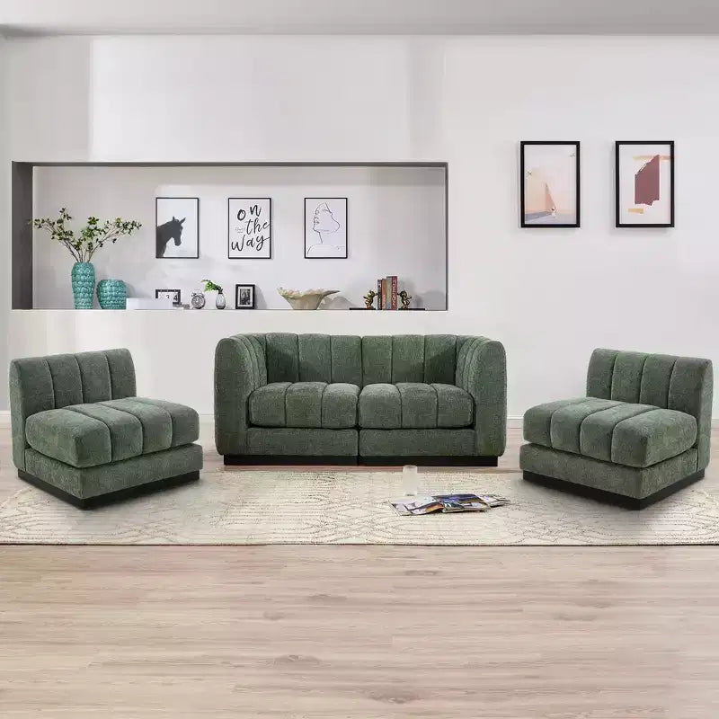 Canapé sectionnel en chenille 128, canapé modulaire en L 4 places pour salon bureau - Morden Fort