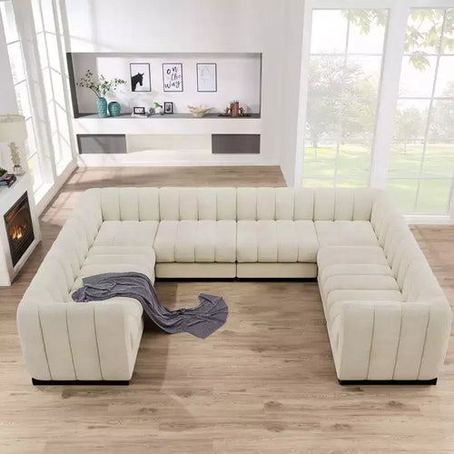 Canapé sectionnel chenille en U 192, ensemble de canapé modulaire surdimensionné 8 places pour salon bureau-Morden Fort