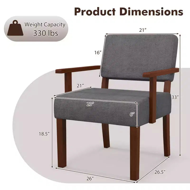 Fauteuil d'appoint Costway style Mid-Century en lin avec assise et dossier rembourrés pour salon, bleu/gris