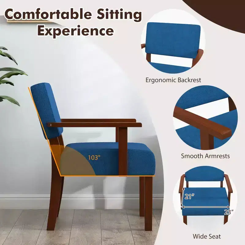 Fauteuil d'appoint Costway style Mid-Century en lin avec assise et dossier rembourrés pour salon, bleu/gris