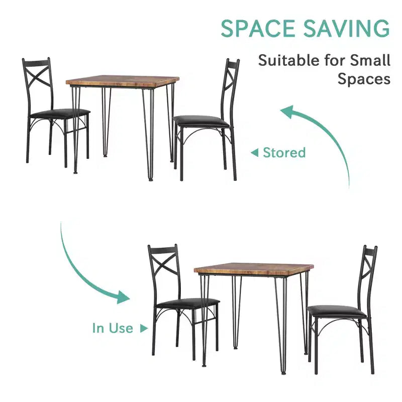 Ensemble de salle à manger VECELO, ensemble table et chaises 3/5 pièces avec 2/4 chaises rembourrées pour petit espace, appartement