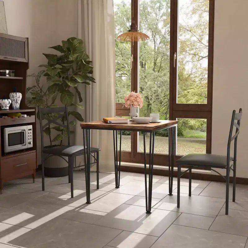 Ensemble de salle à manger VECELO, ensemble table et chaises 3/5 pièces avec 2/4 chaises rembourrées pour petit espace, appartement