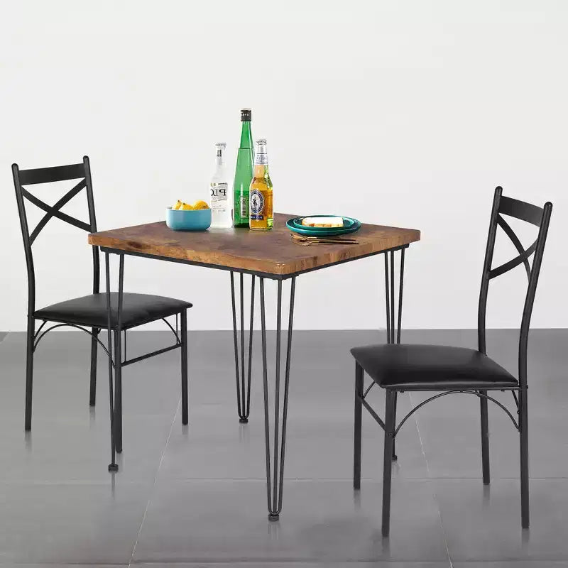 Ensemble de salle à manger VECELO, ensemble table et chaises 3/5 pièces avec 2/4 chaises rembourrées pour petit espace, appartement
